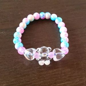 Hand made bead bracelet: Cotton Candy teddy bear